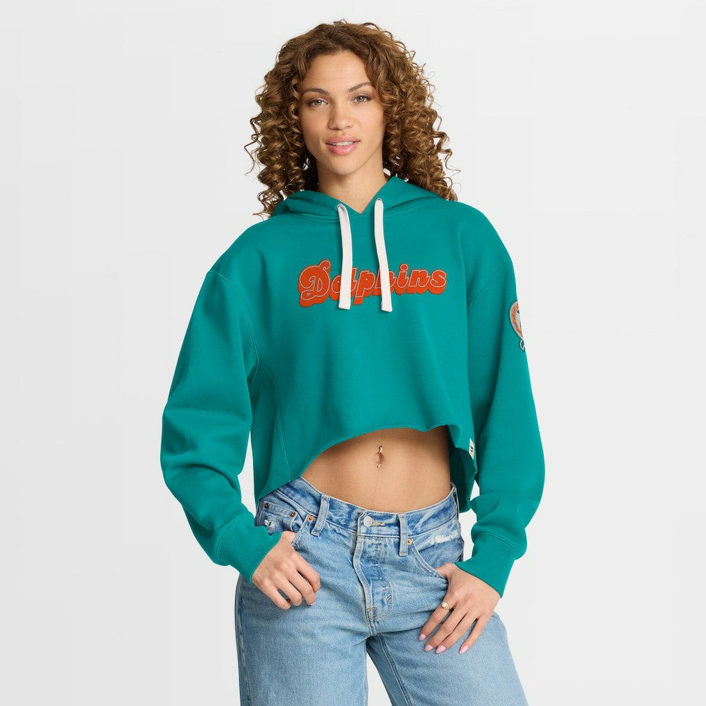 Fanatics Miami Dolphins Women's Oversized Hometown Heritage Cropped Hoodie Aqua