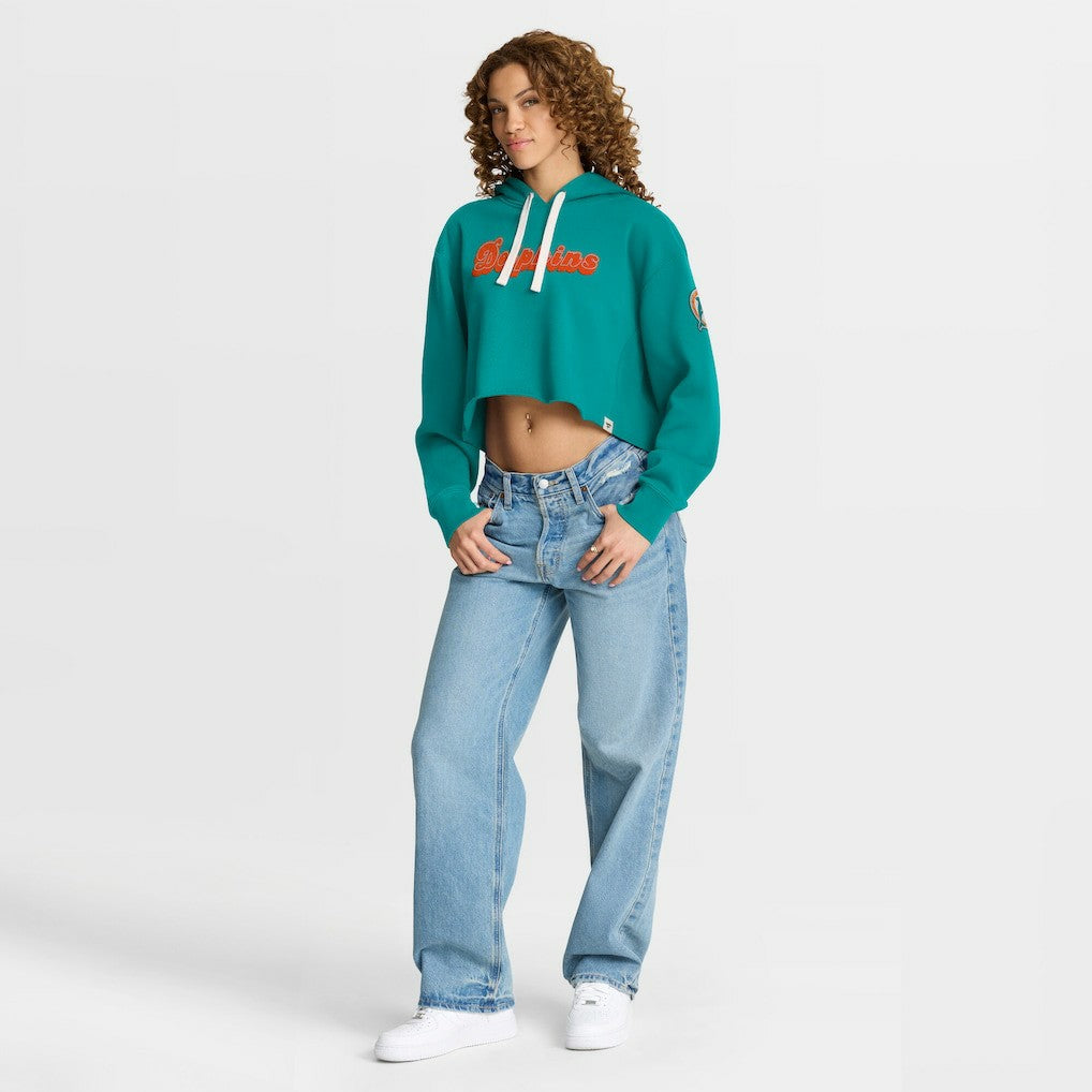 Fanatics Miami Dolphins Women's Oversized Hometown Heritage Cropped Hoodie Aqua