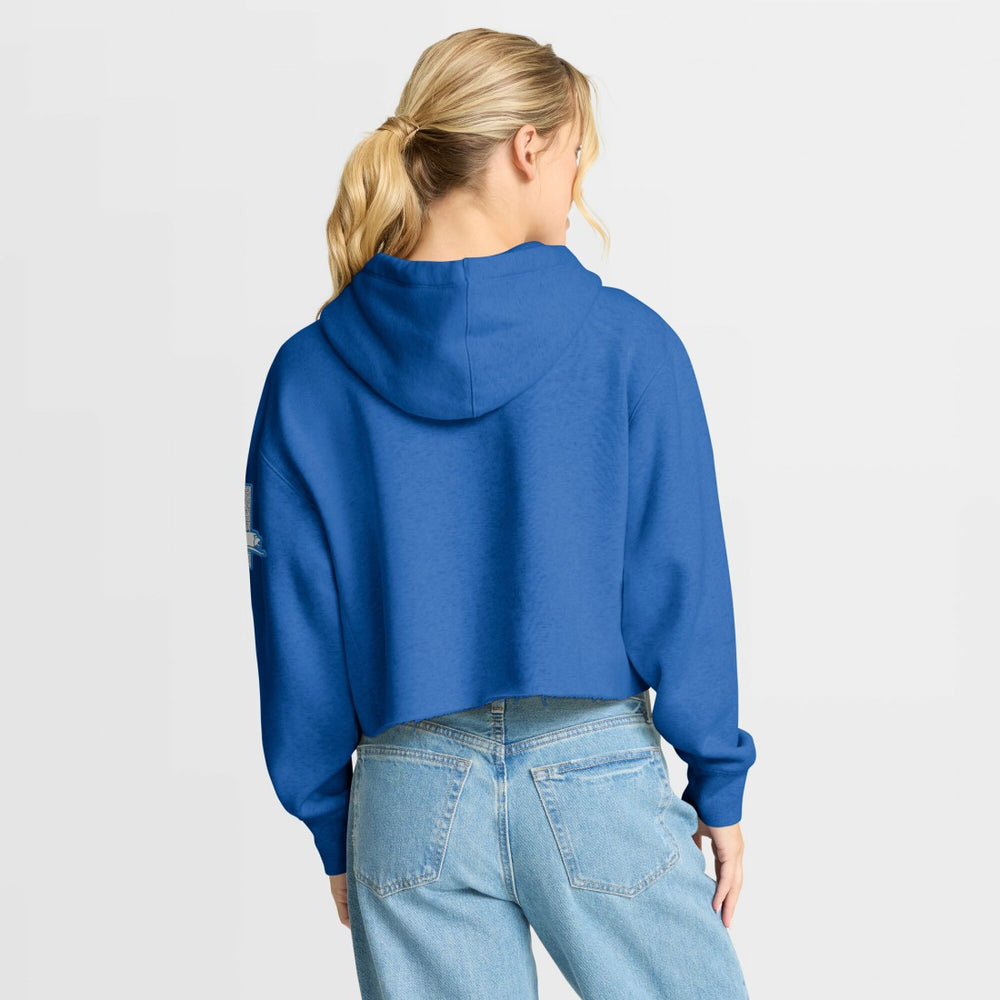 Fanatics Detroit Lions Women's Oversized Hometown Heritage Cropped Hoodie Blue