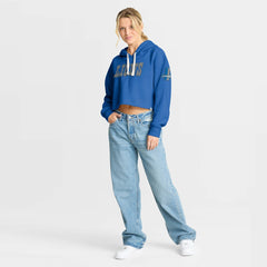 Fanatics Detroit Lions Women's Oversized Hometown Heritage Cropped Hoodie Blue