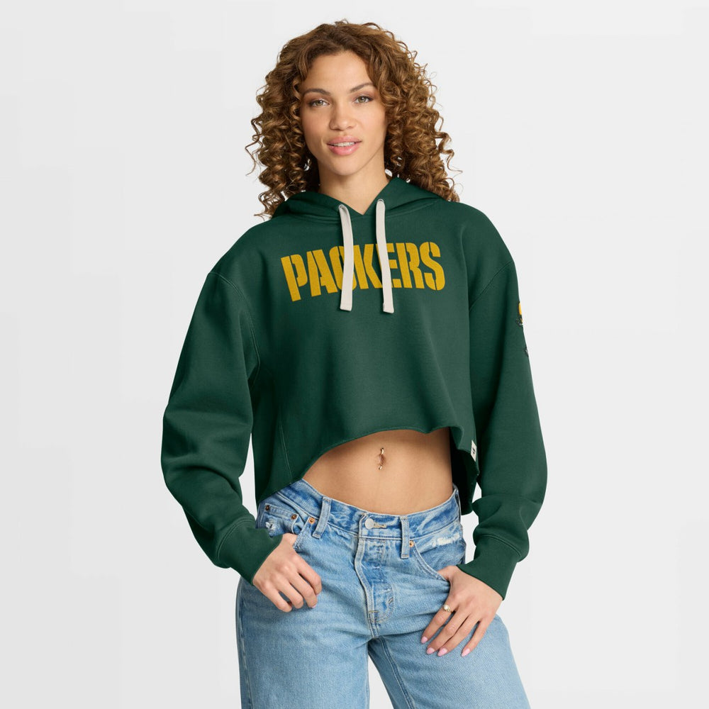 Fanatics Green Bay Packers Women's Oversized Hometown Heritage Cropped Hoodie Green
