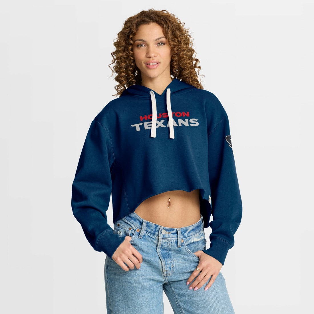 Fanatics Houston Texans Women's Oversized Hometown Heritage Cropped Hoodie Navy