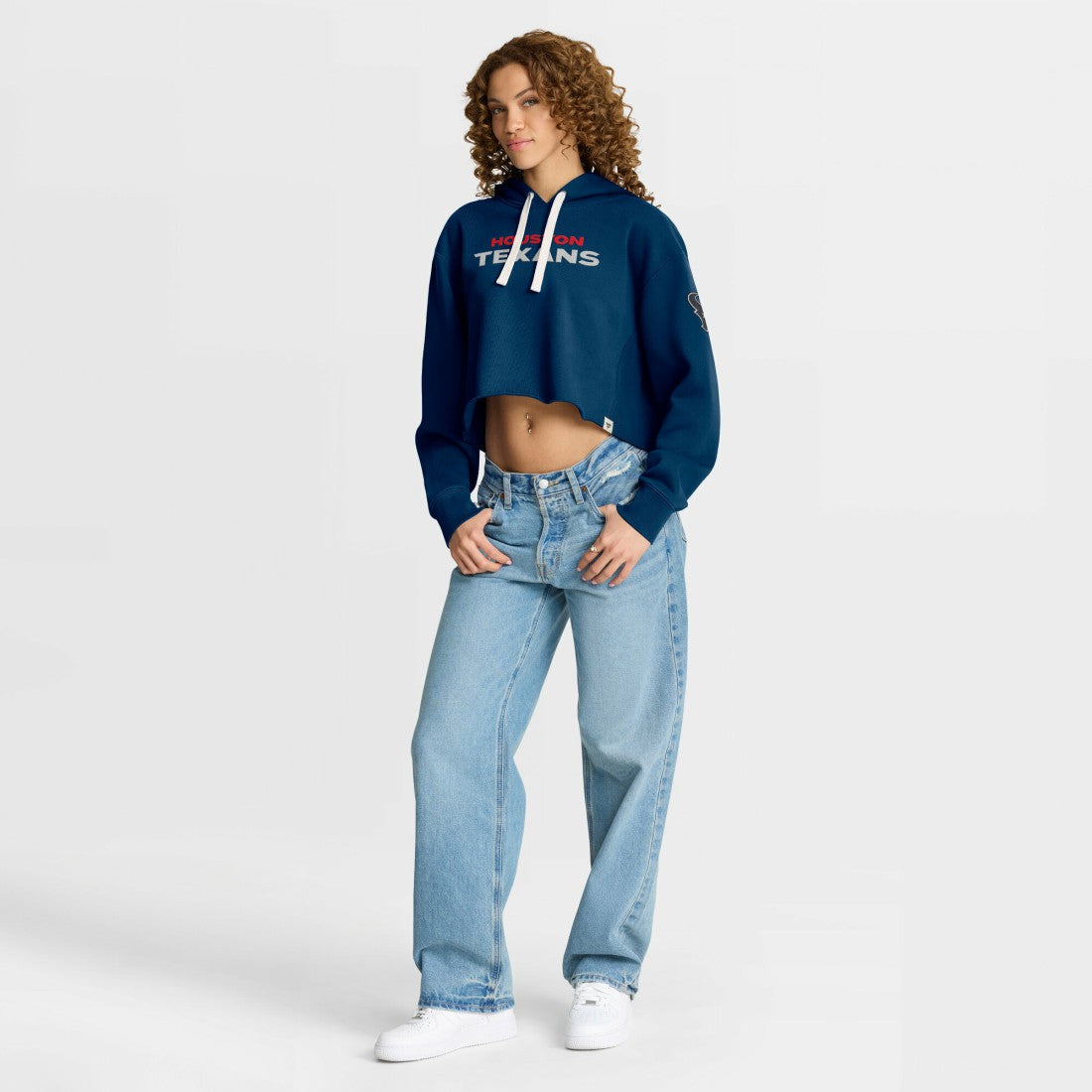 Fanatics Houston Texans Women's Oversized Hometown Heritage Cropped Hoodie Navy