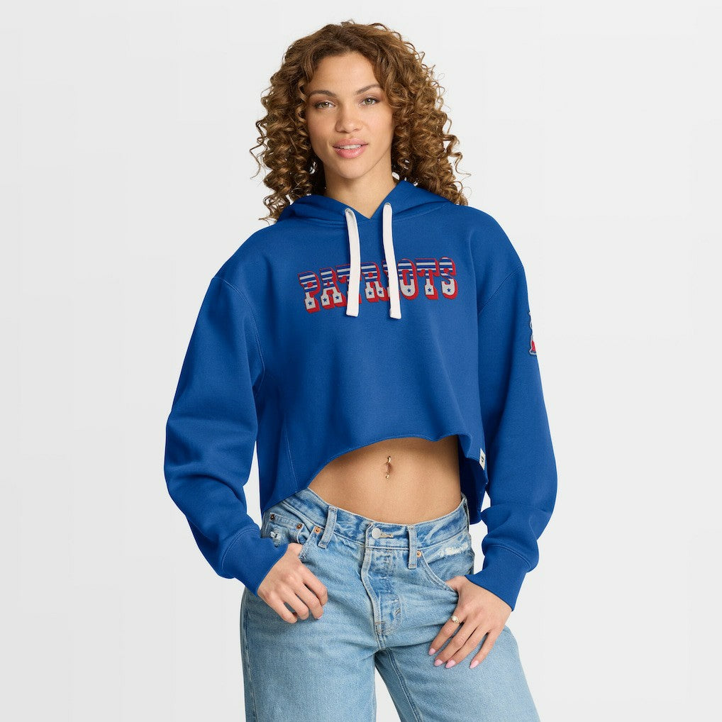 Fanatics New England Patriots Women's Oversized Hometown Heritage Cropped Hoodie Royal