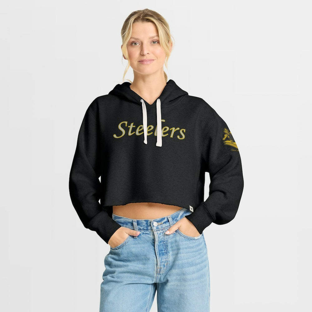 Fanatics Pittsburgh Steelers Women's Oversized Hometown Heritage Cropped Hoodie Black