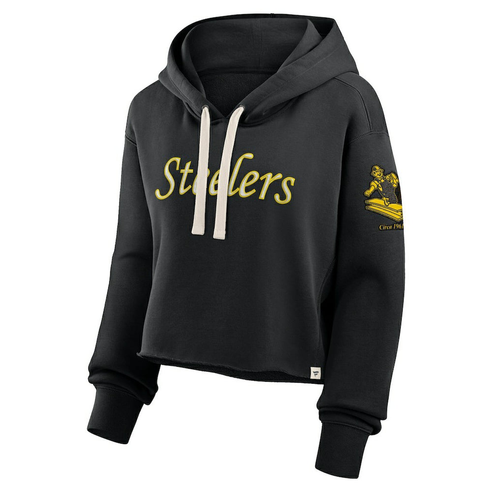 Fanatics Pittsburgh Steelers Women's Oversized Hometown Heritage Cropped Hoodie Black