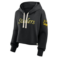 Fanatics Pittsburgh Steelers Women's Oversized Hometown Heritage Cropped Hoodie Black