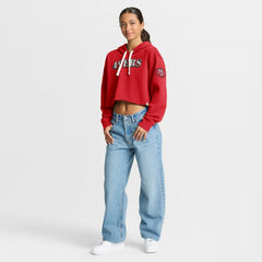 Fanatics San Francisco 49ers Women's Oversized Hometown Heritage Cropped Hoodie Scarlet