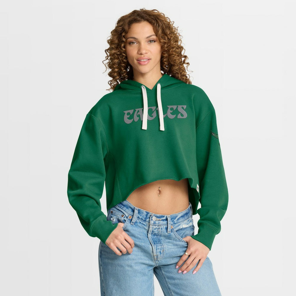 Fanatics Philadelphia Eagles Women's Oversized Hometown Heritage Cropped Hoodie Kelly Green