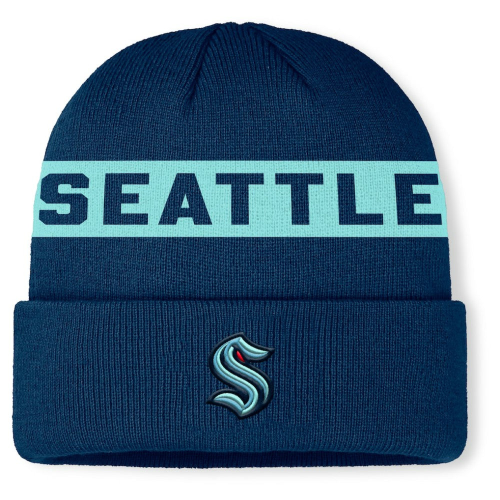 Seattle Kraken Fanatics Authentic Pro Rink Cuffed Knit Hat - Deep Sea Blue - NHL 202498866