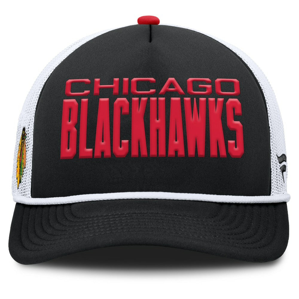 Chicago Blackhawks Fanatics Authentic Pro Rink A-Frame Adjustable Hat - Black/White - NHL 202498890