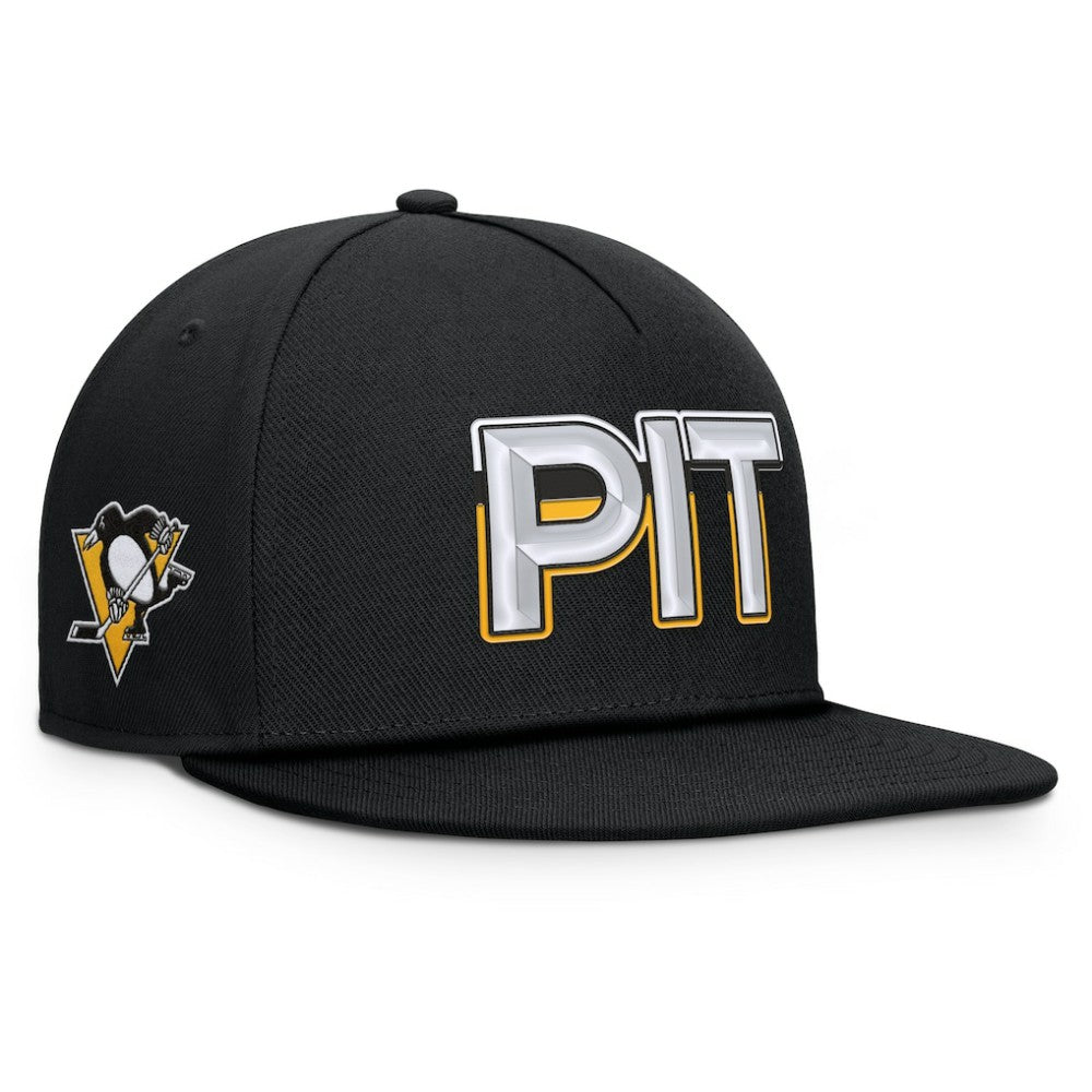 Pittsburgh Penguins Fanatics Authentic Pro Rink Team Code Snapback Hat - Black - NHL 202498912