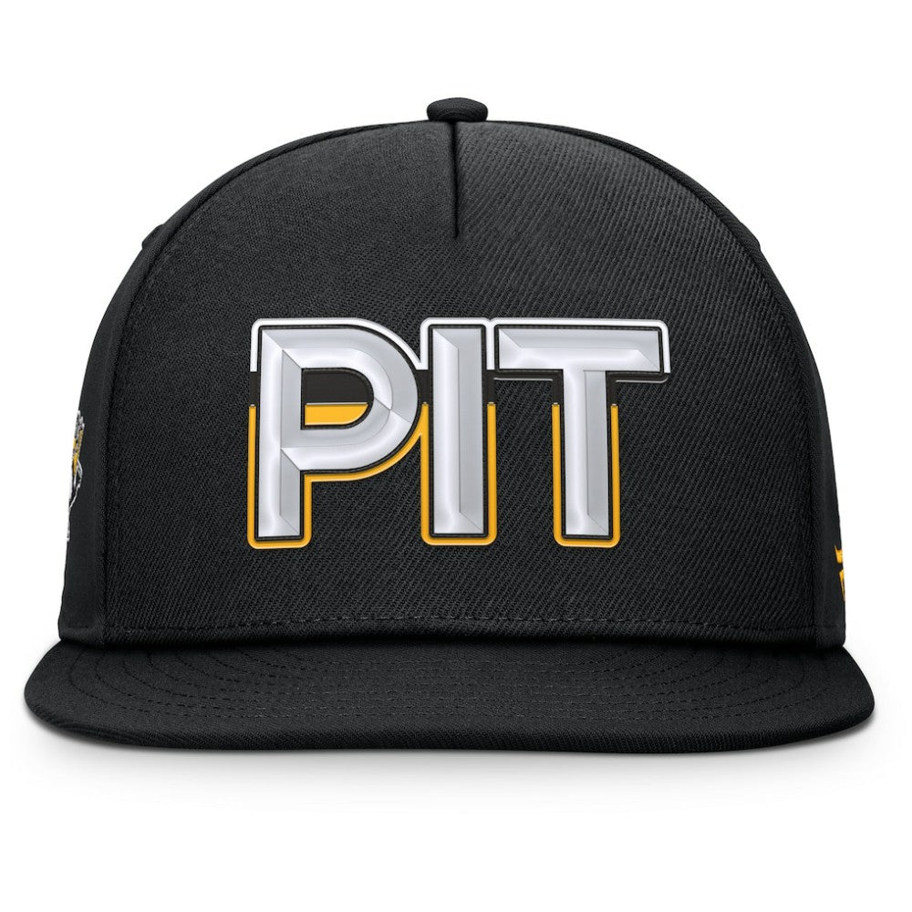 Pittsburgh Penguins Fanatics Authentic Pro Rink Team Code Snapback Hat - Black - NHL 202498912