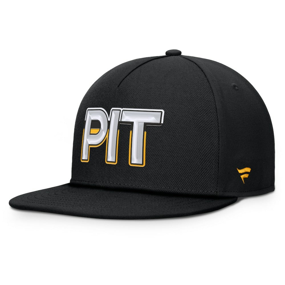 Pittsburgh Penguins Fanatics Authentic Pro Rink Team Code Snapback Hat - Black - NHL 202498912