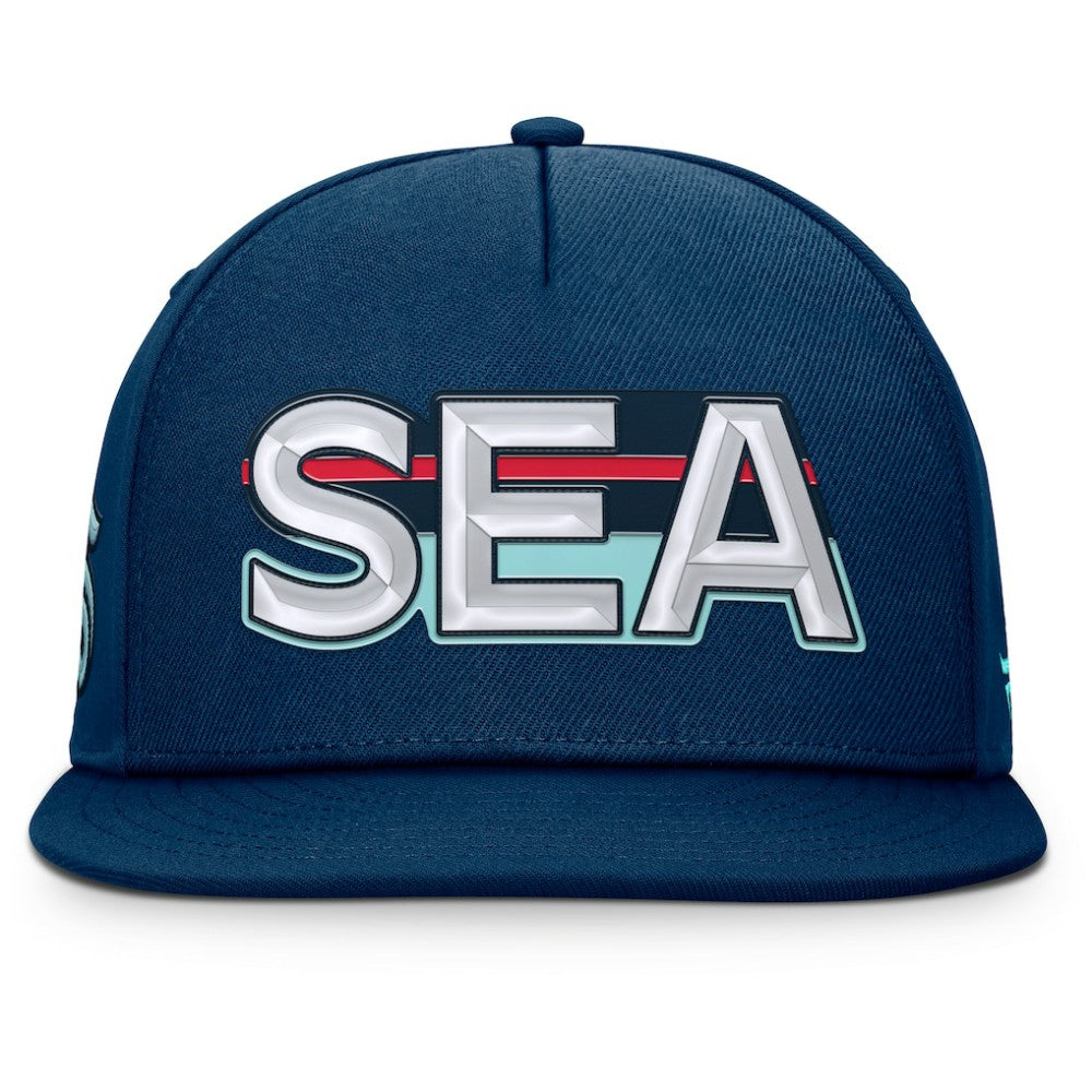 Seattle Kraken Fanatics Authentic Pro Rink Team Code Snapback Hat - Deep Sea Blue - NHL 202498914
