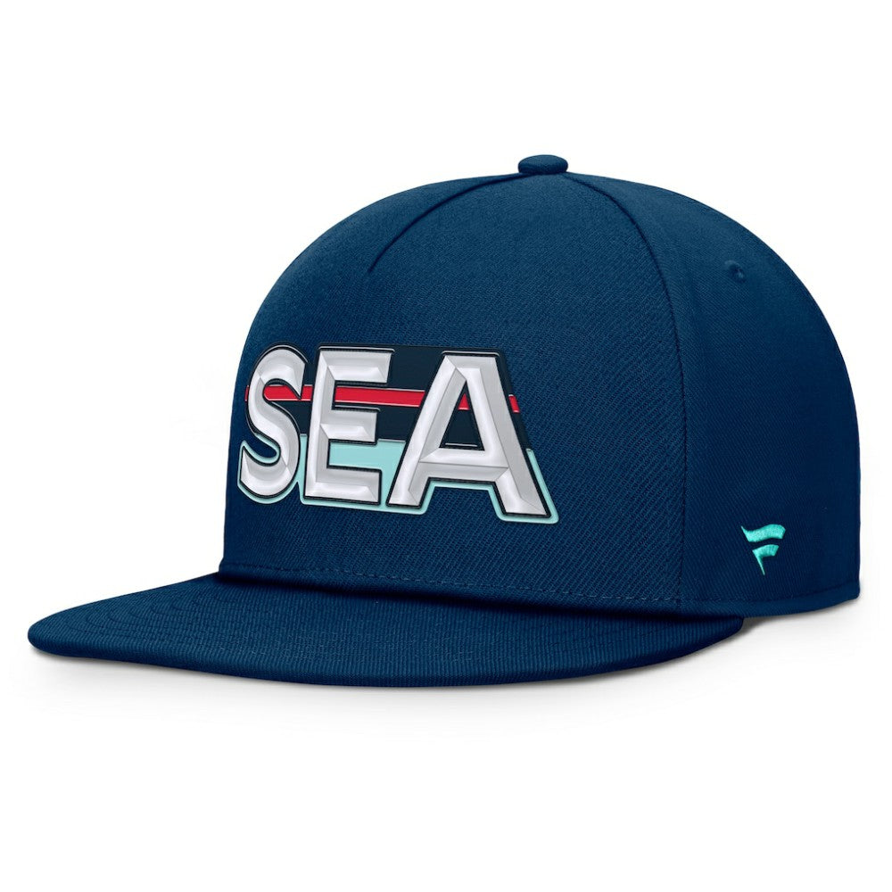 Seattle Kraken Fanatics Authentic Pro Rink Team Code Snapback Hat - Deep Sea Blue - NHL 202498914