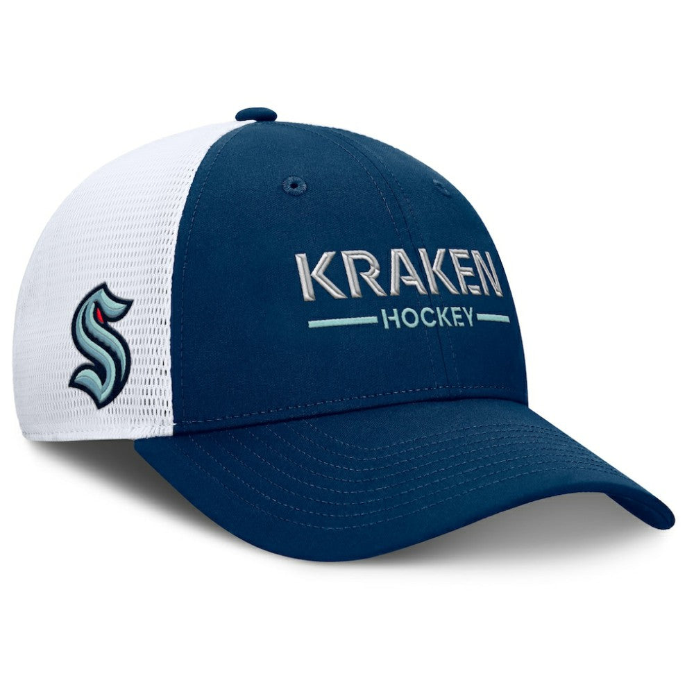 Seattle Kraken Fanatics Authentic Pro Rink Lockup Adjustable Trucker Hat - Deep Sea Blue/White - NHL 202499002