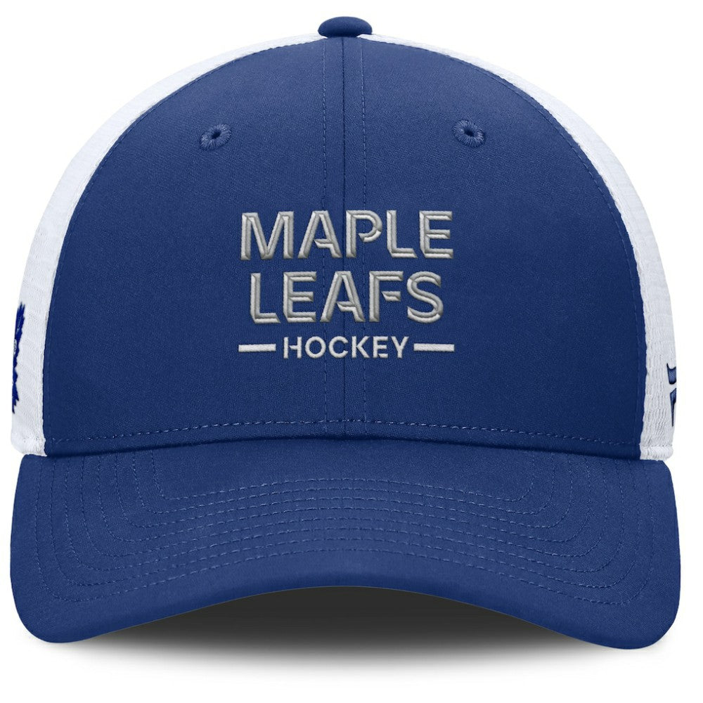 Toronto Maple Leafs Fanatics Authentic Pro Rink Lockup Adjustable Trucker Hat - Blue/White - NHL 202499005