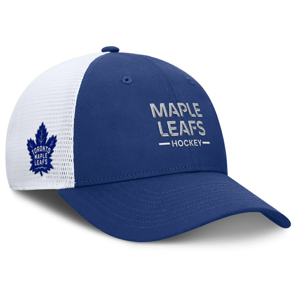 Toronto Maple Leafs Fanatics Authentic Pro Rink Lockup Adjustable Trucker Hat - Blue/White - NHL 202499005