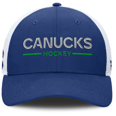 Vancouver Canucks Fanatics Authentic Pro Rink Lockup Adjustable Trucker Hat - Blue/White - NHL 202499006