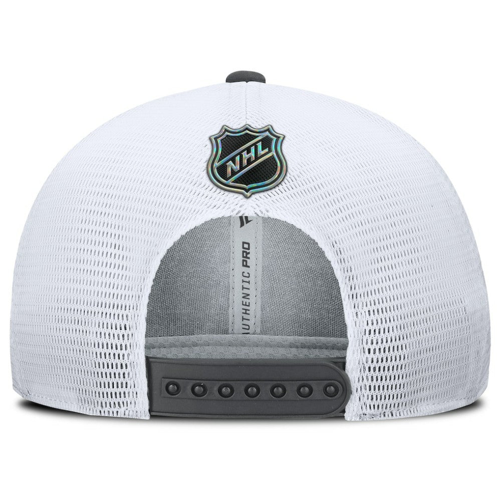 Vegas Golden Knights Fanatics Authentic Pro Rink Lockup Adjustable Trucker Hat - Gray/White - NHL 202499007