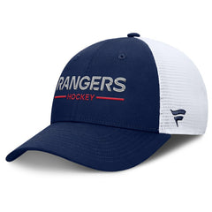 New York Rangers Fanatics Authentic Pro Rink Lockup Adjustable Trucker Hat - Navy/White - NHL 202499011
