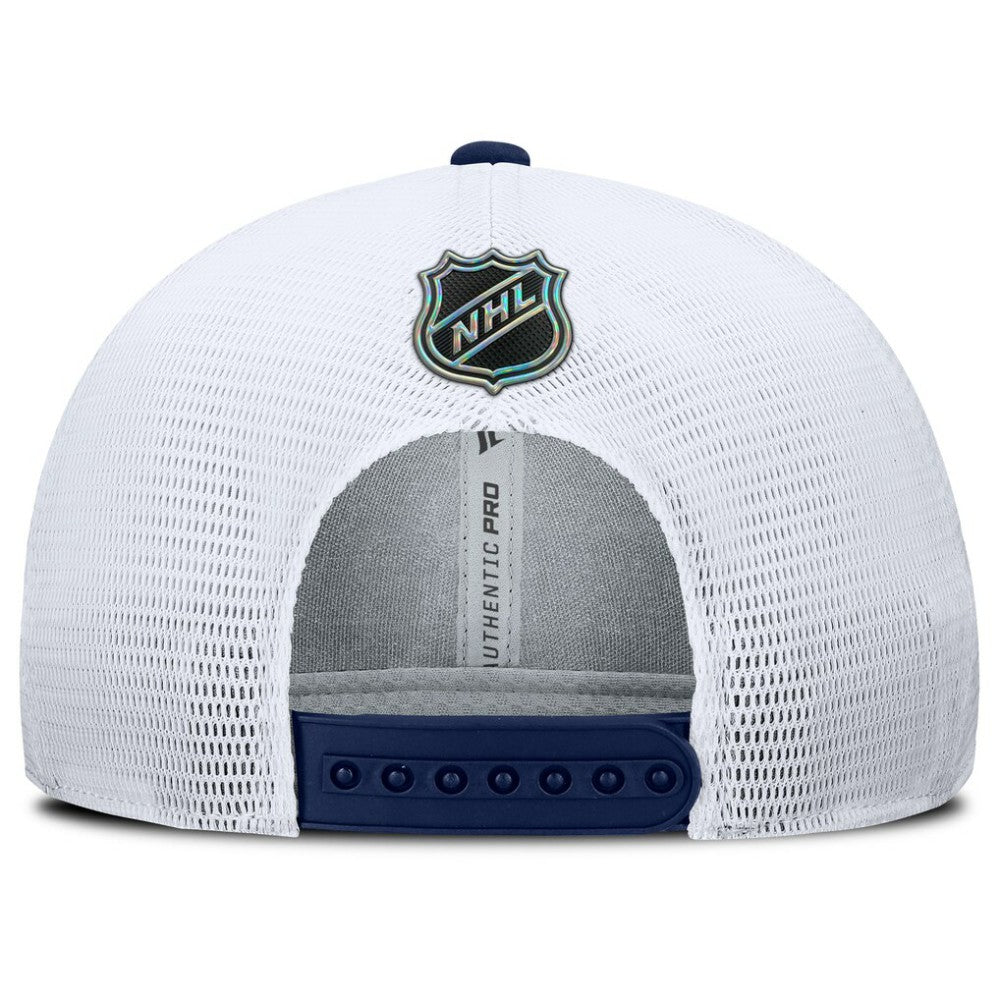 New York Rangers Fanatics Authentic Pro Rink Lockup Adjustable Trucker Hat - Navy/White - NHL 202499011