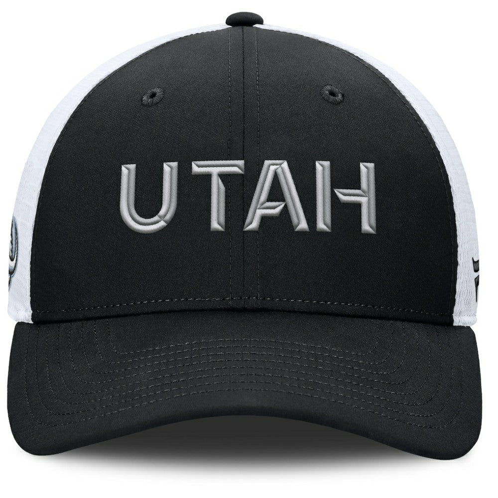 Utah Mammoth Fanatics Authentic Pro Rink Lockup Adjustable Trucker Hat - Black/White - NHL 202499012
