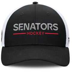 Ottawa Senators Fanatics Authentic Pro Rink Lockup Adjustable Trucker Hat - Black/White - NHL 202499013