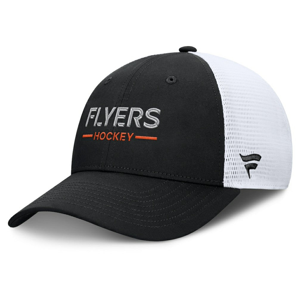 Philadelphia Flyers Fanatics Authentic Pro Rink Lockup Adjustable Trucker Hat - Black/White - NHL 202499015