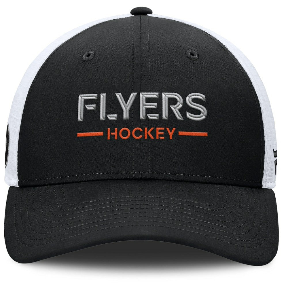 Philadelphia Flyers Fanatics Authentic Pro Rink Lockup Adjustable Trucker Hat - Black/White - NHL 202499015