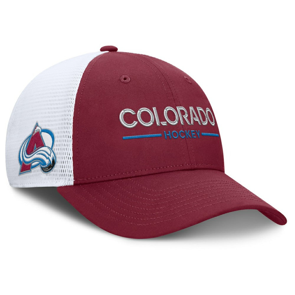 Colorado Avalanche Fanatics Authentic Pro Rink Lockup Adjustable Trucker Hat - Burgundy/White - NHL 202499019