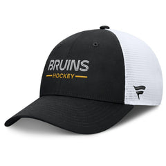 Boston Bruins Fanatics Authentic Pro Rink Lockup Adjustable Trucker Hat - Black/White - NHL 202499027
