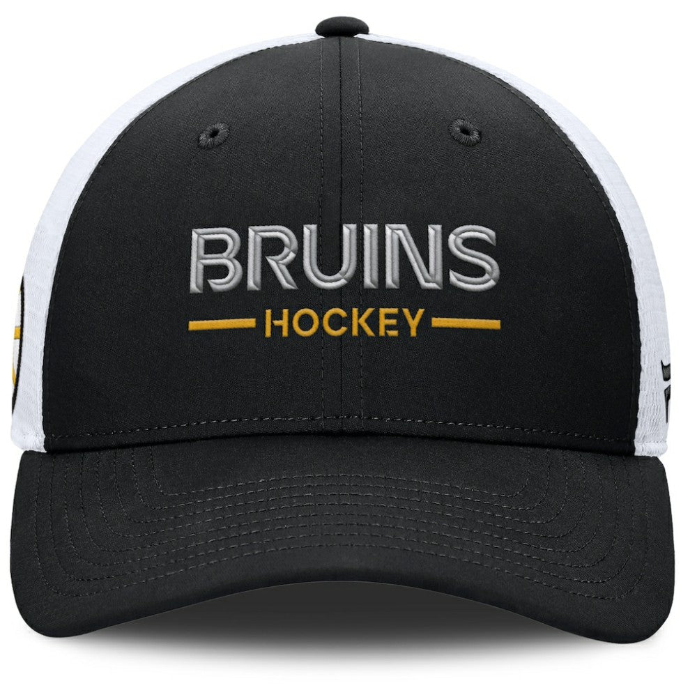 Boston Bruins Fanatics Authentic Pro Rink Lockup Adjustable Trucker Hat - Black/White - NHL 202499027