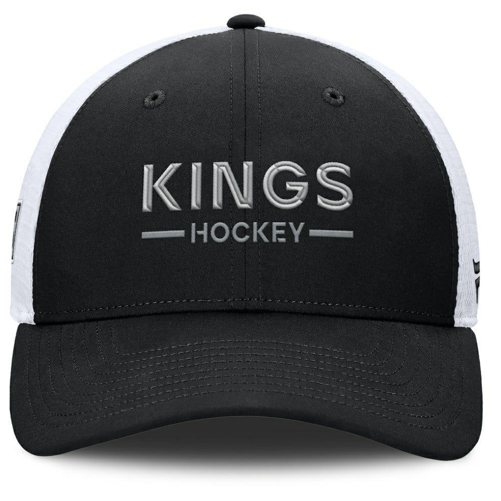 Los Angeles Kings Fanatics Authentic Pro Rink Lockup Adjustable Trucker Hat - Black/White - NHL 202499030