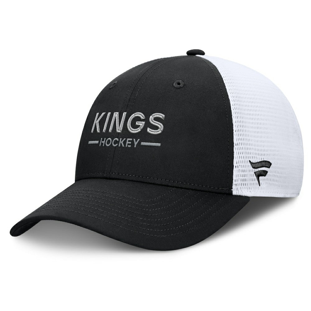 Los Angeles Kings Fanatics Authentic Pro Rink Lockup Adjustable Trucker Hat - Black/White - NHL 202499030