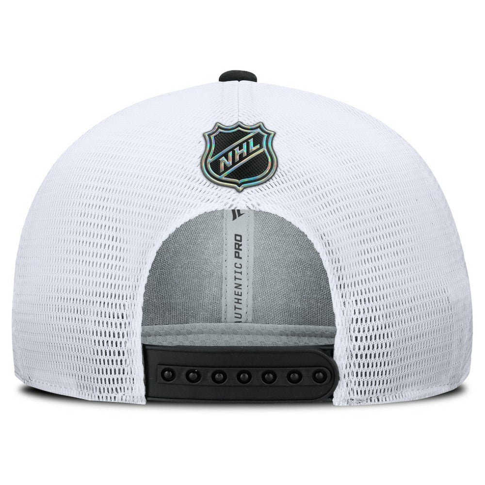 Los Angeles Kings Fanatics Authentic Pro Rink Lockup Adjustable Trucker Hat - Black/White - NHL 202499030