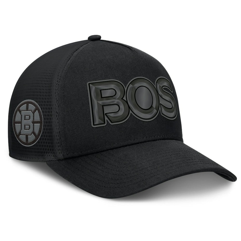 Boston Bruins Fanatics Authentic Pro Road Team Code Trucker Adjustable Hat - Black - NHL 202499160