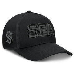 Seattle Kraken Fanatics Authentic Pro Road Team Code Trucker Adjustable Hat - Black - NHL 202499166
