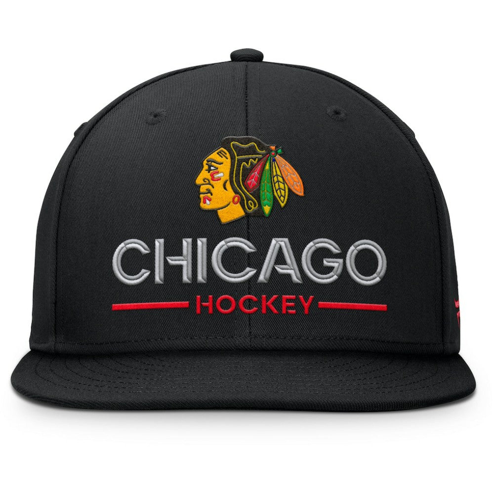 Chicago Blackhawks Fanatics Authentic Pro Rink Lockup Snapback Hat - Black - NHL 202499177
