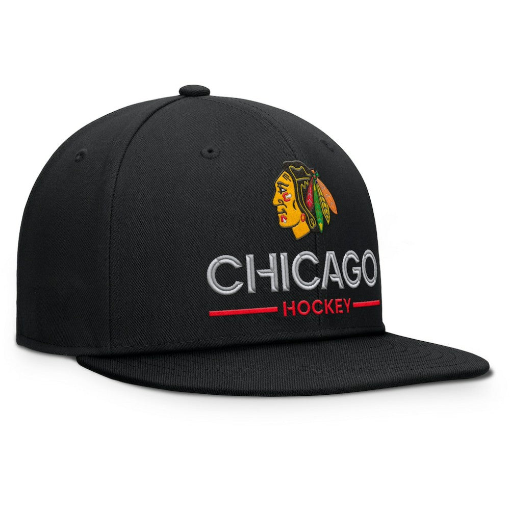 Chicago Blackhawks Fanatics Authentic Pro Rink Lockup Snapback Hat - Black - NHL 202499177