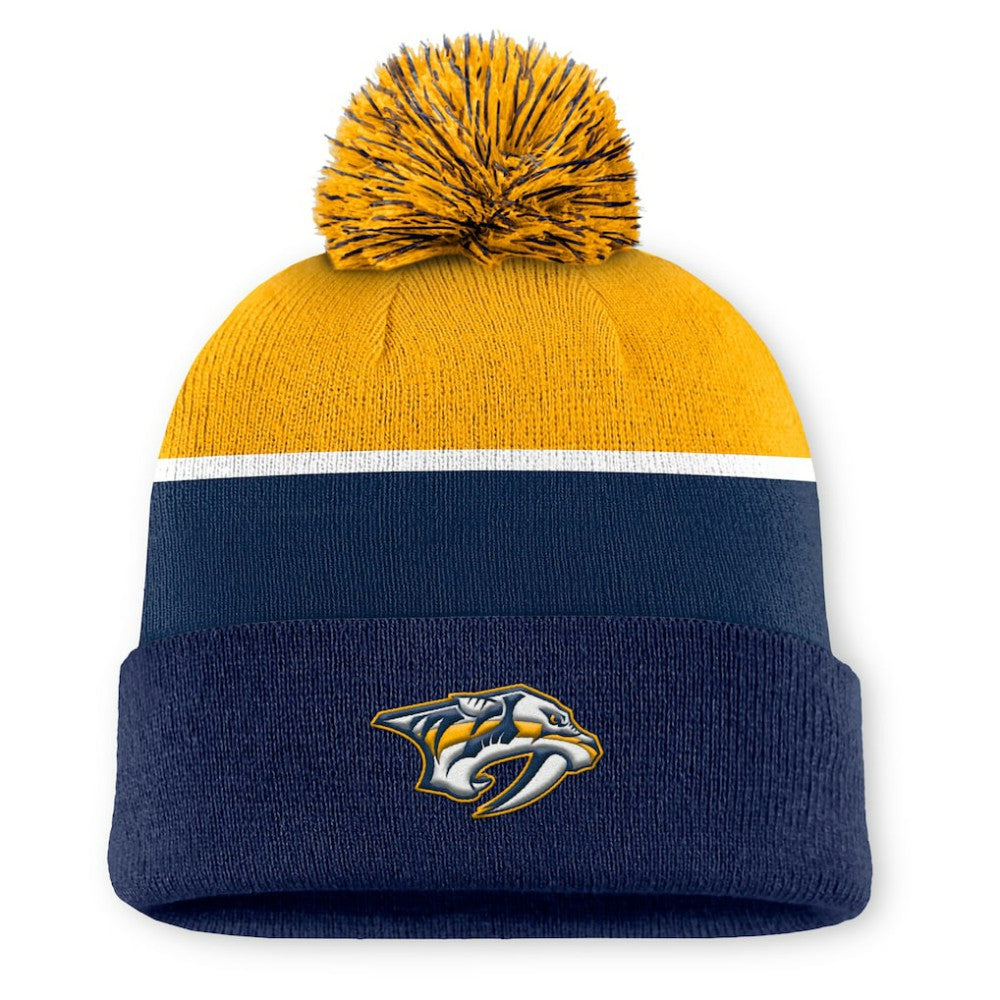 Nashville Predators Fanatics Authentic Pro Rink Cuffed Knit Hat with Pom - Navy - NHL 202499182