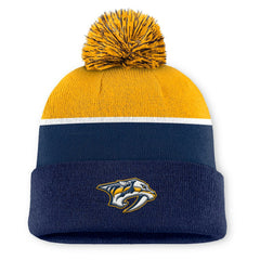 Nashville Predators Fanatics Authentic Pro Rink Cuffed Knit Hat with Pom - Navy - NHL 202499182