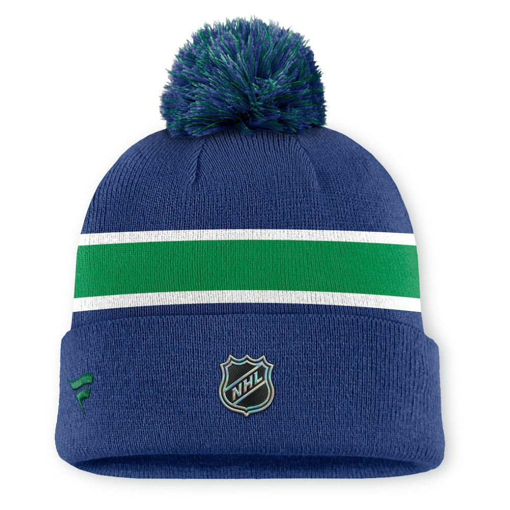 Vancouver Canucks Fanatics Authentic Pro Rink Cuffed Knit Hat with Pom - Blue - NHL 202499199