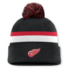 Detroit Red Wings Fanatics Authentic Pro Rink Cuffed Knit Hat with Pom - Black - NHL 202499203