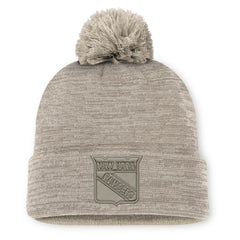 New York Rangers Fanatics Authentic Pro Road Cuffed Knit Hat with Pom - Tan - NHL 202499214