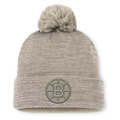 Boston Bruins Fanatics Authentic Pro Road Cuffed Knit Hat with Pom - Tan - NHL 202499215