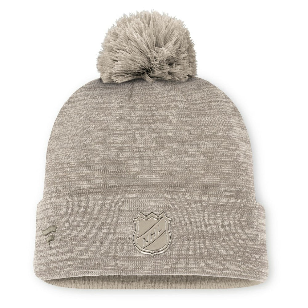 Boston Bruins Fanatics Authentic Pro Road Cuffed Knit Hat with Pom - Tan - NHL 202499215
