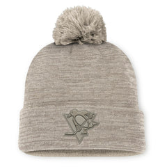Pittsburgh Penguins Fanatics Authentic Pro Road Cuffed Knit Hat with Pom - Tan - NHL 202499217