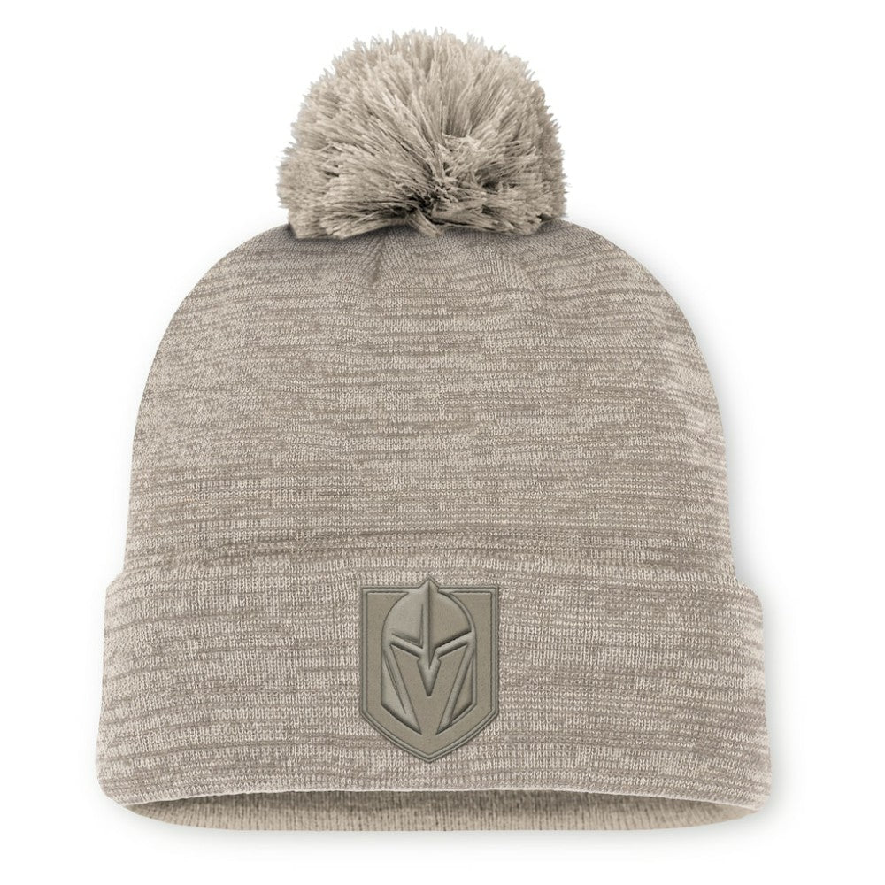 Vegas Golden Knights Fanatics Authentic Pro Road Cuffed Knit Hat with Pom - Tan - NHL 202499223